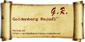 Goldenberg Rezső névjegykártya